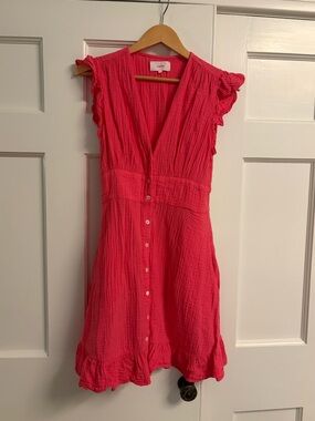 Xirena Romy Dress Pink Gauze Ruffle Sleeve Size M